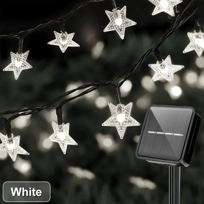 Saules zvaigznes stīgu gaismas 8 režīmi Twinkle Fairy ūdensizturīgs vītne āra dārziem zāliena Ziemassvētku eglīšu žogam balkona dekoram