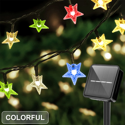 Saules zvaigznes stīgu gaismas 8 režīmi Twinkle Fairy ūdensizturīgs vītne āra dārziem zāliena Ziemassvētku eglīšu žogam balkona dekoram