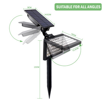 T-SUNRISE 50 LED Ηλιακά φωτιστικά κήπου εξωτερικού χώρου IP44 Αδιάβροχο φωτιστικό τοίχου Λάμπα γκαζόν με τροφοδοσία ηλιακού φωτός για διακόσμηση κήπου