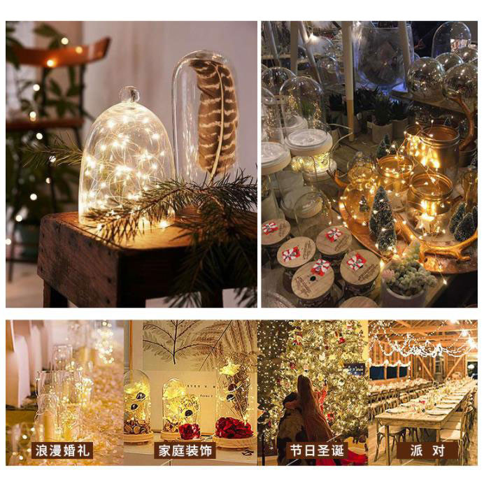 10db LED-es rézhuzalos fényfüzér karácsonyi dekoráció otthonhoz Fairy Light Garden szabadtéri esküvői ünnepi parti dekoráció