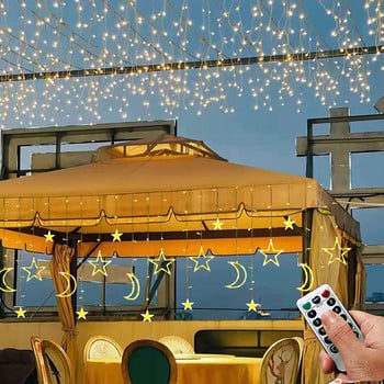 3.5M 110V 220V звездна завеса String Light 138 LED приказни светлини 8 режима на осветление за Рамадан парти Спалня Сватба Коледен декор