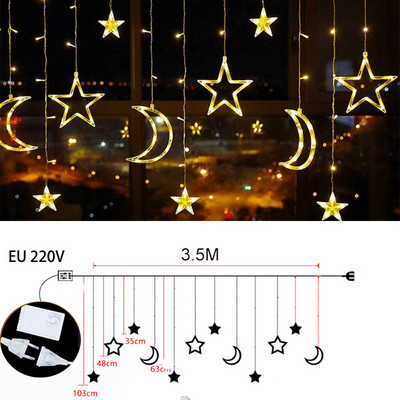 3,5 M 110 V 220 V zvaigžņu aizkaru virtenes 138 LED pasaku gaismas 8 apgaismojuma režīmi Ramadāna ballītei guļamistabas kāzu Ziemassvētku dekorēšanai
