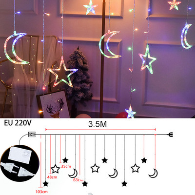 3,5 M 110 V 220 V zvaigžņu aizkaru virtenes 138 LED pasaku gaismas 8 apgaismojuma režīmi Ramadāna ballītei guļamistabas kāzu Ziemassvētku dekorēšanai