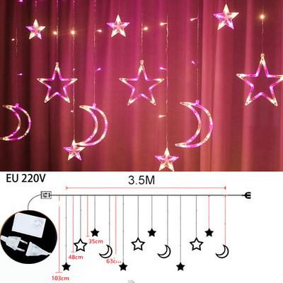 3,5 M 110 V 220 V zvaigžņu aizkaru virtenes 138 LED pasaku gaismas 8 apgaismojuma režīmi Ramadāna ballītei guļamistabas kāzu Ziemassvētku dekorēšanai