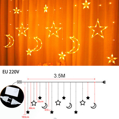 3,5 M 110 V 220 V zvaigžņu aizkaru virtenes 138 LED pasaku gaismas 8 apgaismojuma režīmi Ramadāna ballītei guļamistabas kāzu Ziemassvētku dekorēšanai