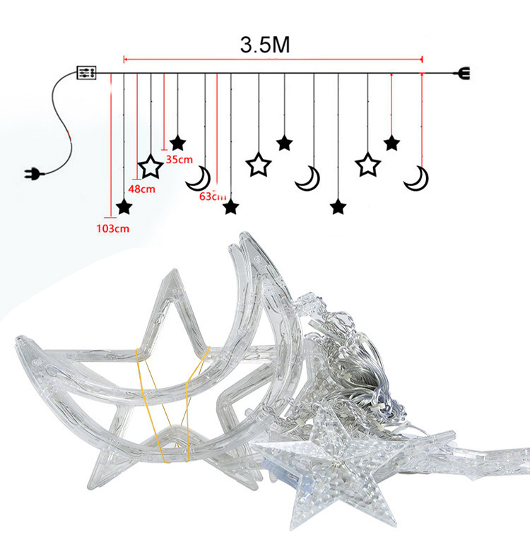 3,5 M 110 V 220 V zvaigžņu aizkaru virtenes 138 LED pasaku gaismas 8 apgaismojuma režīmi Ramadāna ballītei guļamistabas kāzu Ziemassvētku dekorēšanai
