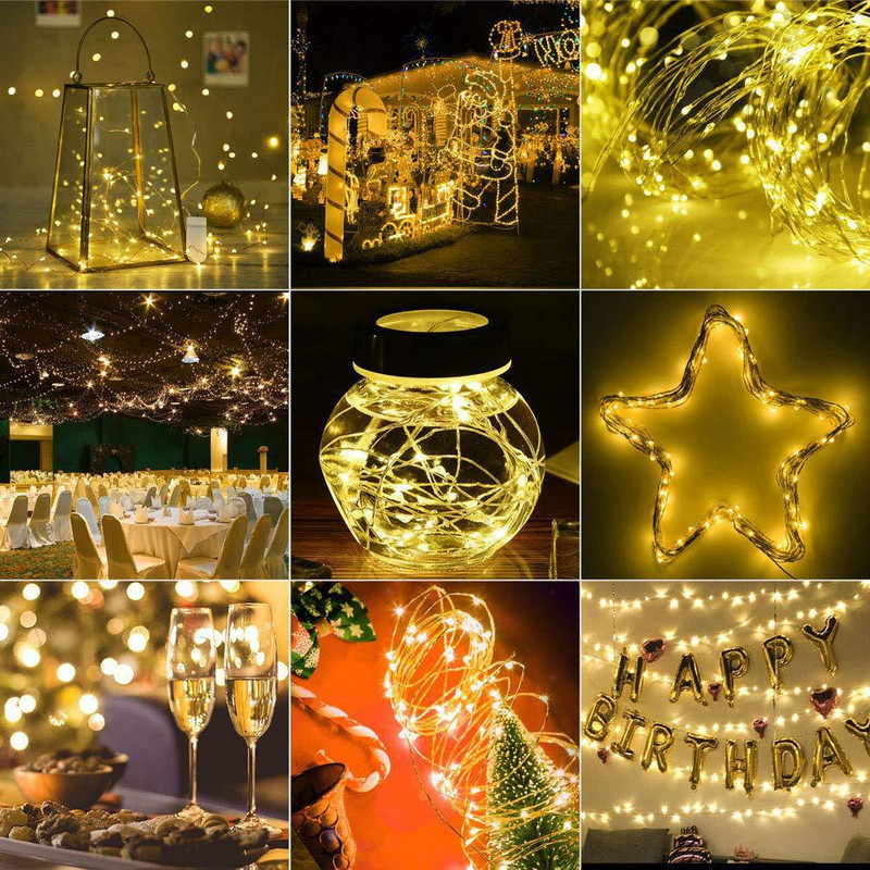 10gab 1M 2M Fairy Light LED vara stiepļu stīgas gaismas āra vītnes Ziemassvētku rotājumi mājām kāzu dārza svētku lampa