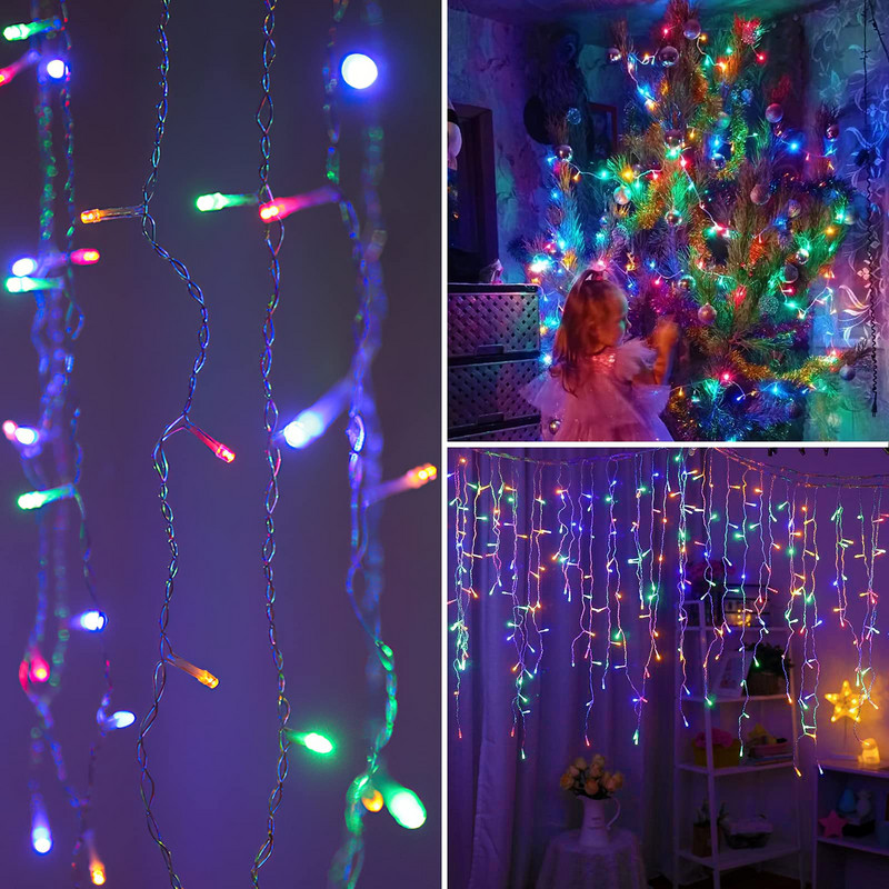 Vanjska LED zavjesa Icicle String Light Ulični božićni vijenci Dekoracije Vilinska svjetla Vodopad Ulični vijenci Svjetlo za zavjese