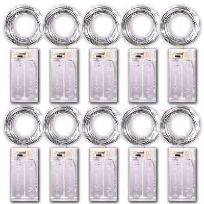 10 DB Akkumulátoros lámpa 5 m-es LED-es fénysáv lámpa születésnapi buli Rézhuzal dugós lámpaléc barkácsolás Esküvői party dekoráció