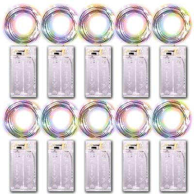 10 DB Akkumulátoros lámpa 5 m-es LED-es fénysáv lámpa születésnapi buli Rézhuzal dugós lámpaléc barkácsolás Esküvői party dekoráció