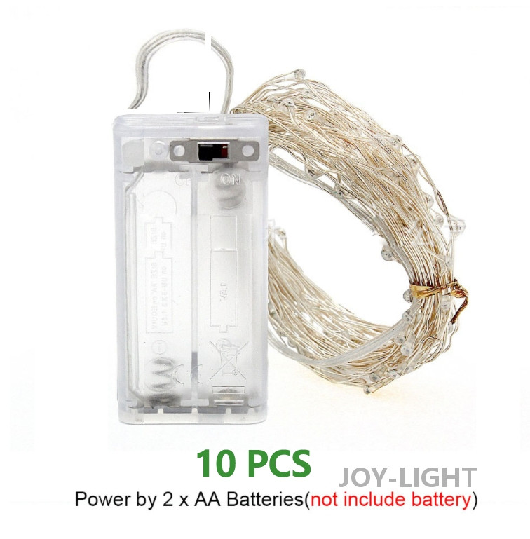 10 DB Akkumulátoros lámpa 5 m-es LED-es fénysáv lámpa születésnapi buli Rézhuzal dugós lámpaléc barkácsolás Esküvői party dekoráció