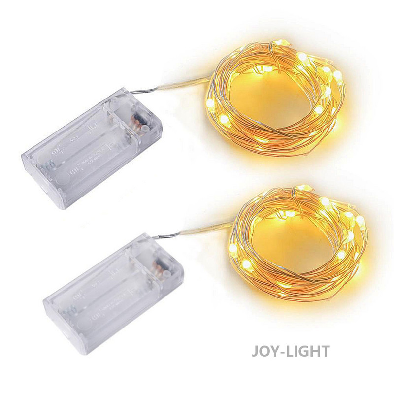 10 DB Akkumulátoros lámpa 5 m-es LED-es fénysáv lámpa születésnapi buli Rézhuzal dugós lámpaléc barkácsolás Esküvői party dekoráció