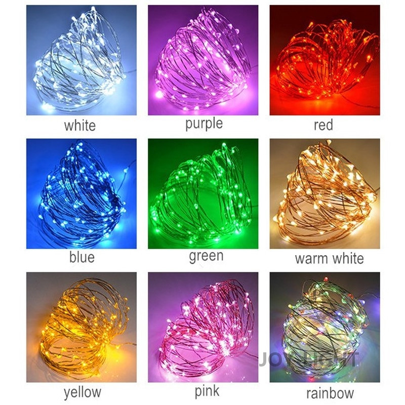 10 DB Akkumulátoros lámpa 5 m-es LED-es fénysáv lámpa születésnapi buli Rézhuzal dugós lámpaléc barkácsolás Esküvői party dekoráció