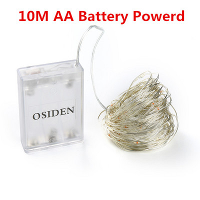 LED zsinór lámpa Cooper Wire USB tündér meleg fehér füzér Otthoni karácsonyi esküvői parti dekoráció Elemről működik 2 db/tétel