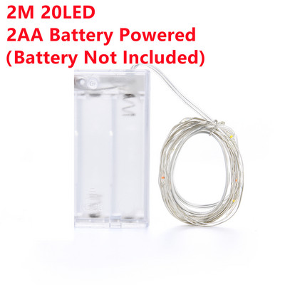 LED zsinór lámpa Cooper Wire USB tündér meleg fehér füzér Otthoni karácsonyi esküvői parti dekoráció Elemről működik 2 db/tétel