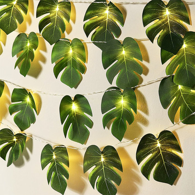 20 LED Monstera lapas LED stīgas gaismas mākslīgās lapu gaismas dzimšanas dienas nokarenas vīnogulāju ballītes pludmales tēmas mājas dārza dekorācijas