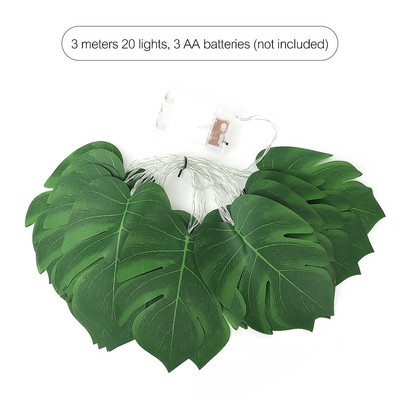 20LED Monstera Levelek LED-füzér fények Mesterséges levélfény Születésnapi Lógó Szőlőparti Beach Téma Otthoni kerti dekorációk