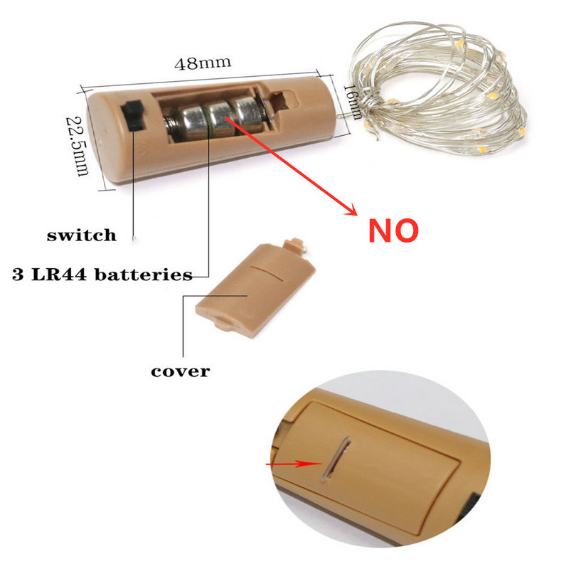 5PCS/Lot Božićna LED svjetiljka za bakrenu žicu Plutena boca vina 1M 2M 3M 10 20 30LEDS Lampa s vijencem za zabavu i vjenčanje