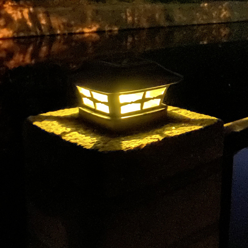 Sodo saulės stulpelio lempa LED stulpelio dangtelis Kvadratinės tvoros kraštovaizdžio lempos lemputė, skirta vartams sodo tvorai lauko stulpelio dangtelio šviesų dekoras