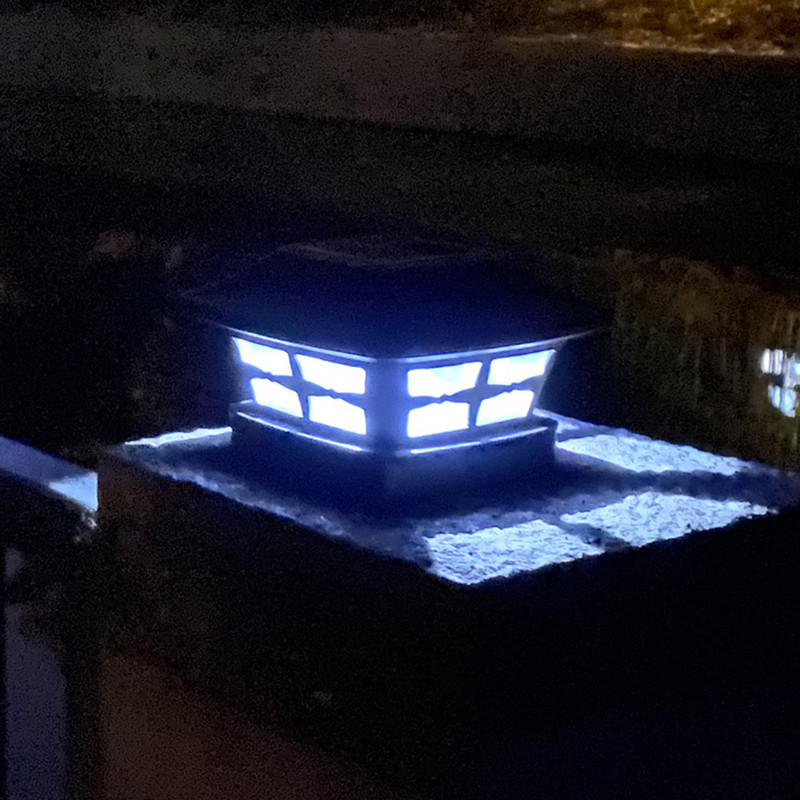 Sodo saulės stulpelio lempa LED stulpelio dangtelis Kvadratinės tvoros kraštovaizdžio lempos lemputė, skirta vartams sodo tvorai lauko stulpelio dangtelio šviesų dekoras