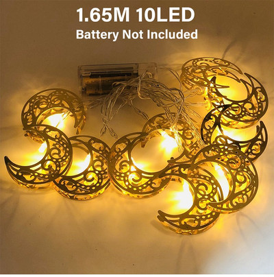 1,65 M 10LED Eid Mubarak Holdcsillag LED-füzér füzér Ramadan dekoráció 2023 Iszlám muszlim party dekoráció ünnepi világítás