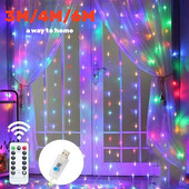 3/4/6M LED șir de lumini Decorație de Crăciun Telecomanda USB Ghirlanda nunta Cortina Lumini Dormitor Becuri Lumini cu zâne