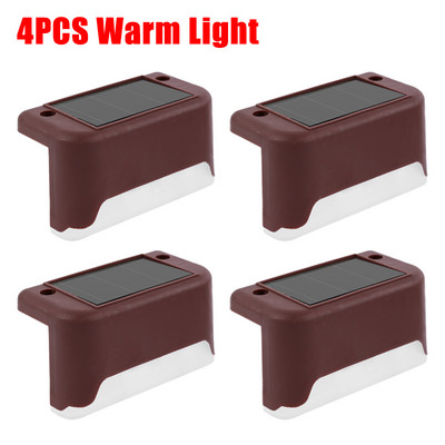 4vnt saulės energijos LED žibintai lauko laiptai laiptai terasa tvora Šiltas apšvietimas vandeniui atsparus saulės lempa kiemo sodo dekoravimo šviesa