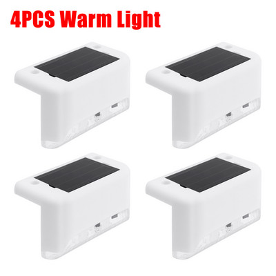 4vnt saulės energijos LED žibintai lauko laiptai laiptai terasa tvora Šiltas apšvietimas vandeniui atsparus saulės lempa kiemo sodo dekoravimo šviesa