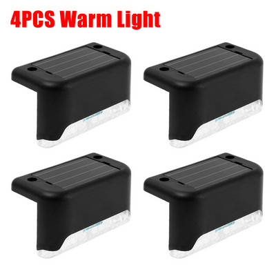 4vnt saulės energijos LED žibintai lauko laiptai laiptai terasa tvora Šiltas apšvietimas vandeniui atsparus saulės lempa kiemo sodo dekoravimo šviesa