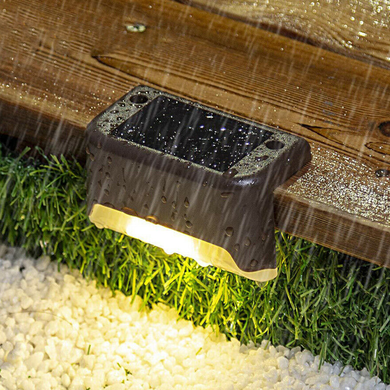 4vnt saulės energijos LED žibintai lauko laiptai laiptai terasa tvora Šiltas apšvietimas vandeniui atsparus saulės lempa kiemo sodo dekoravimo šviesa