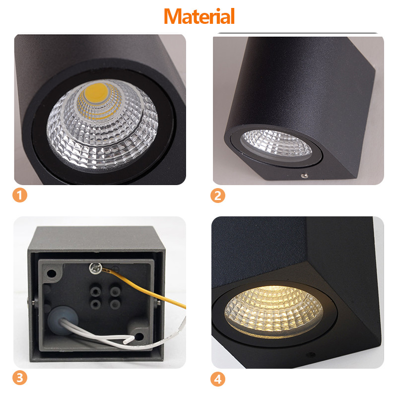 IP65 Vízálló GU10 beltéri kültéri Led fali lámpák felfelé Led fali lámpa Felületre szerelt kocka kerti veranda lámpa ZBW0004