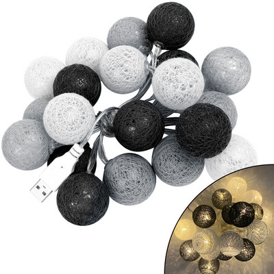 2,2 M 20 LED kokvilnas bumbiņu vītnes gaismas virtene Ziemassvētku Ziemassvētki brīvdabā brīvdienu kāzu ballīte Bērnu gultiņa Pasaku gaismas rotājumi