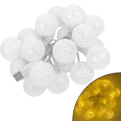 2,2 M 20 LED kokvilnas bumbiņu vītnes gaismas virtene Ziemassvētku Ziemassvētki brīvdabā brīvdienu kāzu ballīte Bērnu gultiņa Pasaku gaismas rotājumi