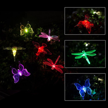 Променяща цвета LED градинска слънчева светлина Външна водоустойчива водно конче/пеперуда/птица соларна LED за градинска декорация на пътека Лампа за морава