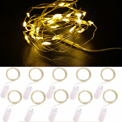 10gab 5gab Vara stieples LED stīgu gaismas svētku apgaismojuma pasaku vītne Ziemassvētku eglītes kāzu ballītes dekorēšanai lampa CR2032