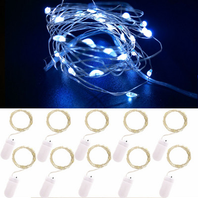 10gab 5gab Vara stieples LED stīgu gaismas svētku apgaismojuma pasaku vītne Ziemassvētku eglītes kāzu ballītes dekorēšanai lampa CR2032