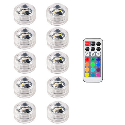 10-1gb IP65 ūdensnecaurlaidīgs iegremdējamas LED gaismas tālvadības pults LED tējas mini gaismas zemūdens lampa kāzu ballīšu vāzes dekorēšanai