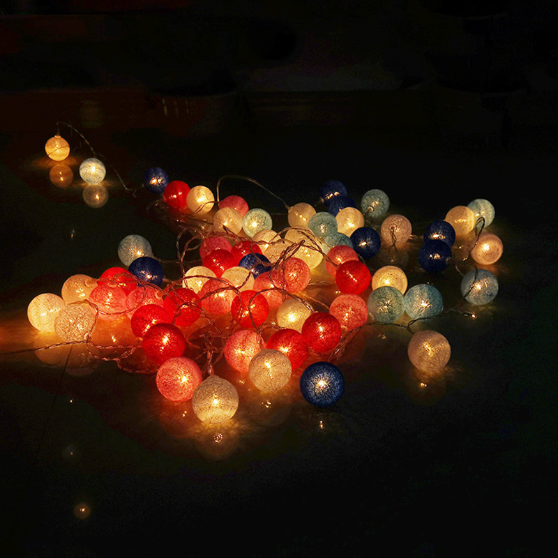 USB pun šareni pamučni vijenac LED kuglice Božićna žica Blagdanska svjetla za uređenje doma Vjenčanje Vila Dekor spavaće sobe