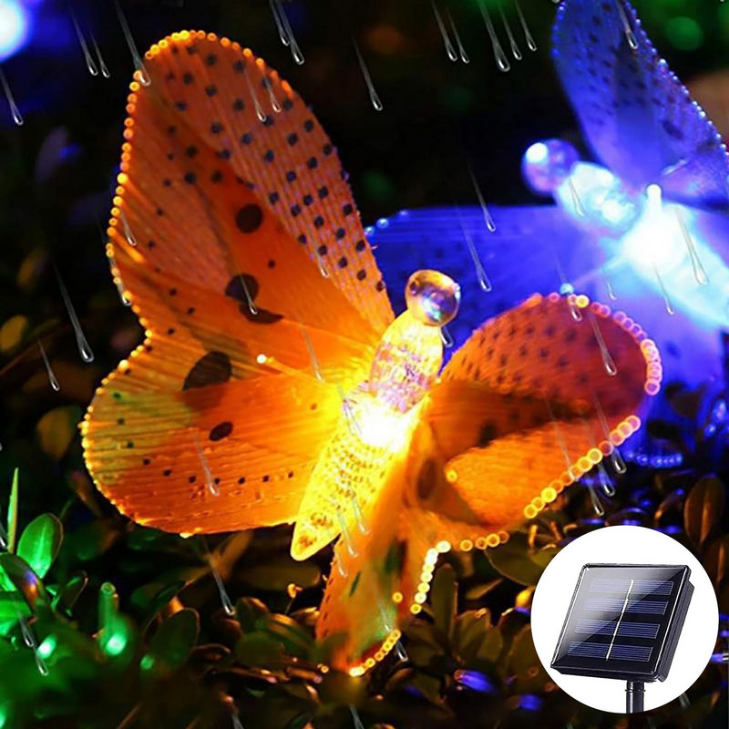 Ηλιακό φως Led Φώτα εξωτερικού χώρου πεταλούδα κορδόνι Αδιάβροχη γιρλάντα Sun Power ηλιακό φως για αυλή κήπου φράχτη γκαζόν Διακόσμηση βεράντας