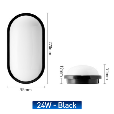 Lampă de perete cu LED pentru exterior, 24 W, impermeabilă IP65, rezistentă la umiditate, rezistentă la praf. Plafoniere cu LED pentru interior. Aplice de perete ovale montate la suprafață