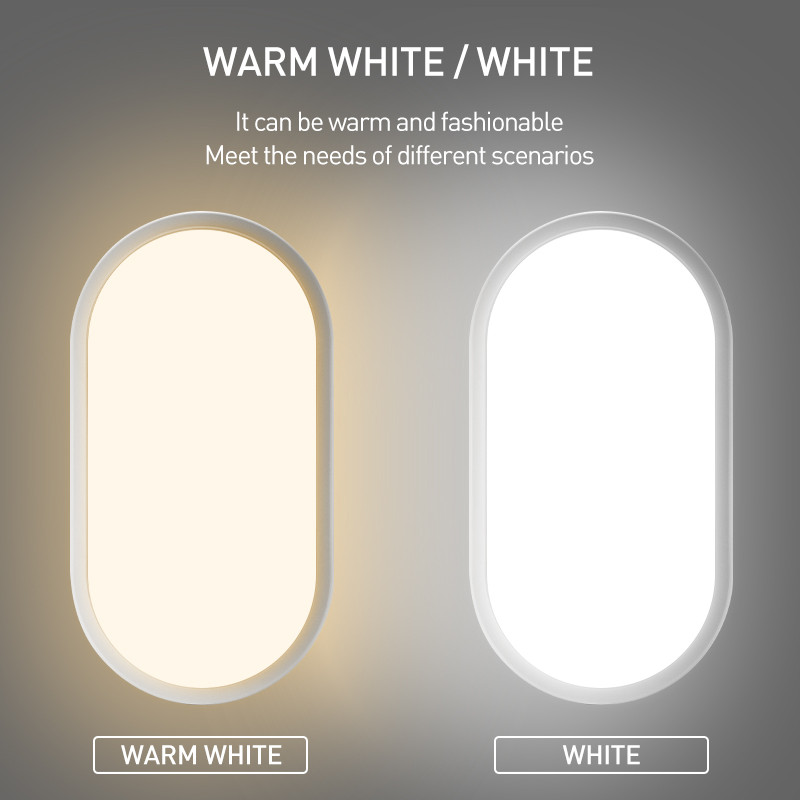 Lampă de perete cu LED pentru exterior, 24 W, impermeabilă IP65, rezistentă la umiditate, rezistentă la praf. Plafoniere cu LED pentru interior. Aplice de perete ovale montate la suprafață