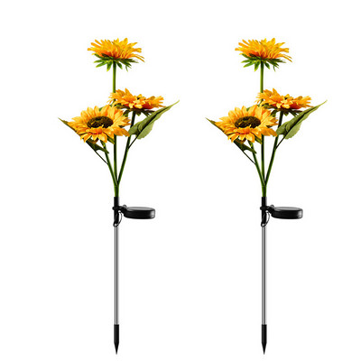 2gab 3 galviņas saulespuķes zāliena gaisma ūdensnecaurlaidīga āra saules gaismas ielu dārza plāksteris iekšpagalma rotājums lauku mājai