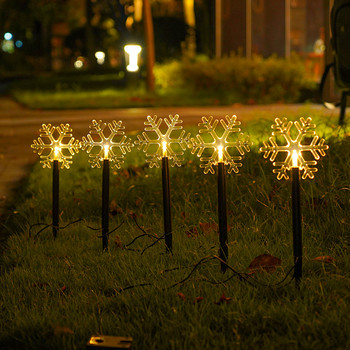5бр. Elk Bells Snowflakes Lights LED Solar Landscape Santa Claus Lights Star Christmas Tree Garland Home Outdoor Law Decoration
