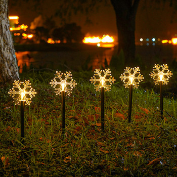 5бр. Elk Bells Snowflakes Lights LED Solar Landscape Santa Claus Lights Star Christmas Tree Garland Home Outdoor Law Decoration