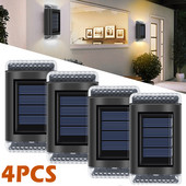 4vnt LED saulės sieninis šviestuvas lauko vandeniui atsparus aukštyn ir žemyn šviečiantis apšvietimas sodo apdaila saulės šviestuvai laiptų tvoros lempa