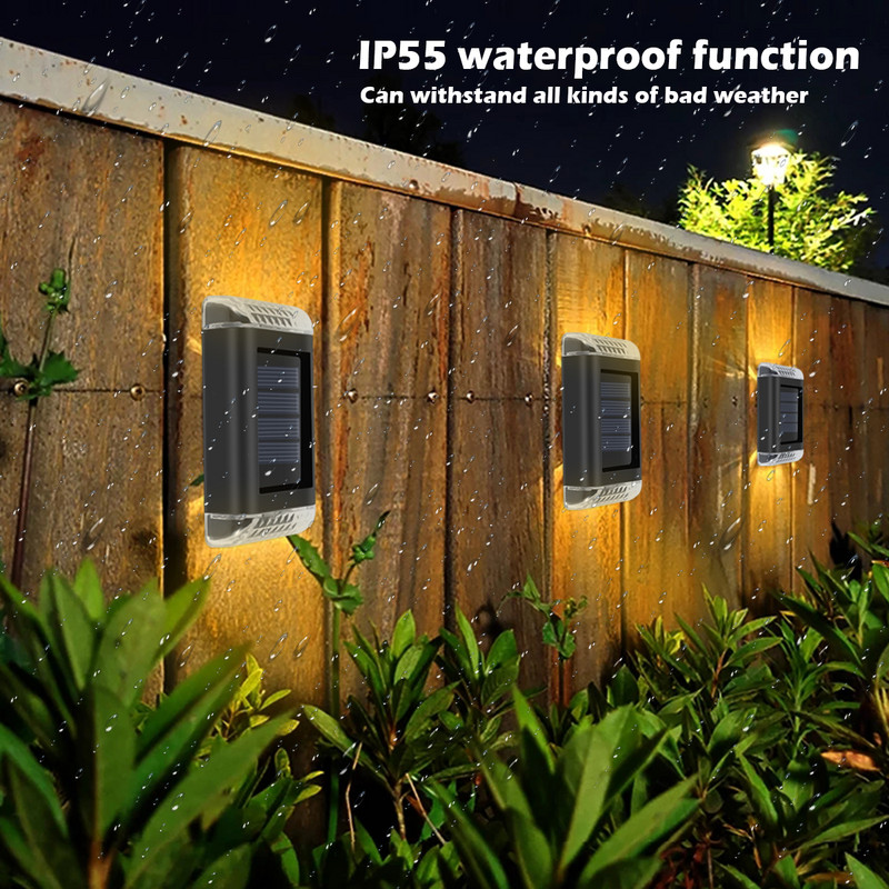 4vnt LED saulės sieninis šviestuvas lauko vandeniui atsparus aukštyn ir žemyn šviečiantis apšvietimas sodo apdaila saulės šviestuvai laiptų tvoros lempa