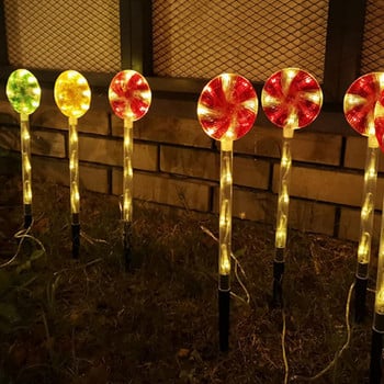 4 τεμ. Solar Led Candy Cane Pathway Lamp 8 Modes Εξωτερικά αδιάβροχα φώτα γλειφιτζούρι για Χριστουγεννιάτικη Πρωτοχρονιάτικη εορταστική διακόσμηση