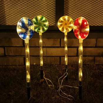 4 τεμ. Solar Led Candy Cane Pathway Lamp 8 Modes Εξωτερικά αδιάβροχα φώτα γλειφιτζούρι για Χριστουγεννιάτικη Πρωτοχρονιάτικη εορταστική διακόσμηση