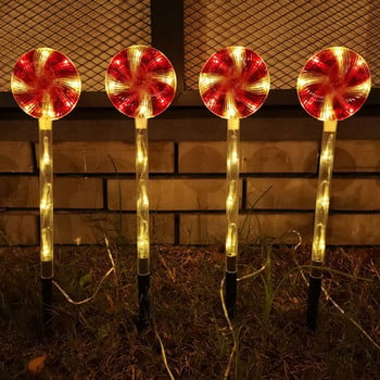 4 τεμ. Solar Led Candy Cane Pathway Lamp 8 Modes Εξωτερικά αδιάβροχα φώτα γλειφιτζούρι για Χριστουγεννιάτικη Πρωτοχρονιάτικη εορταστική διακόσμηση