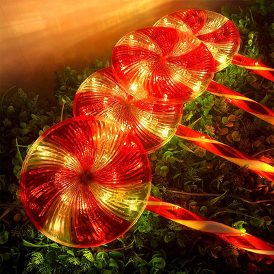 4 τεμ. Solar Led Candy Cane Pathway Lamp 8 Modes Εξωτερικά αδιάβροχα φώτα γλειφιτζούρι για Χριστουγεννιάτικη Πρωτοχρονιάτικη εορταστική διακόσμηση